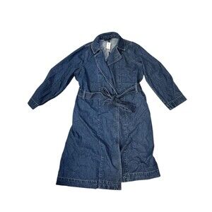Lane Bryant Womens Jean Jacket 16 Calf Length Long Belted Denim NWT